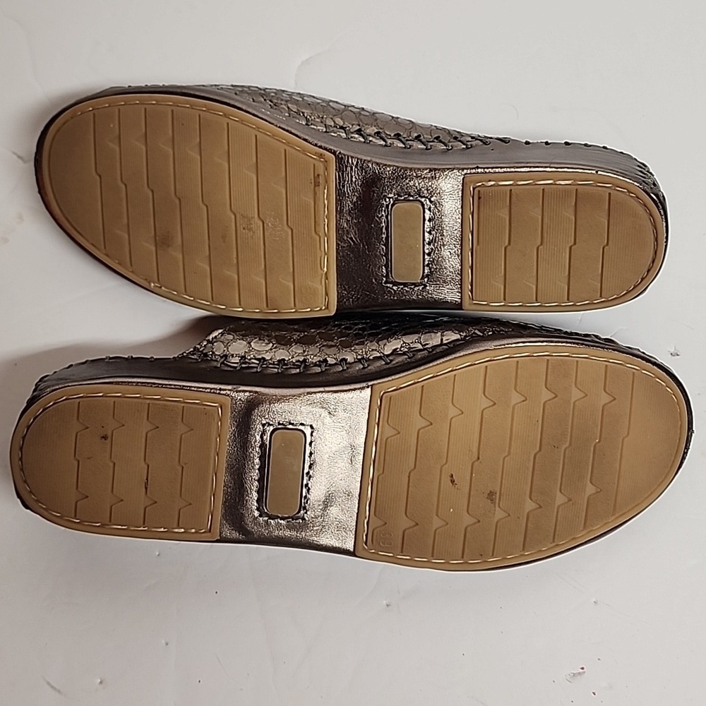 LA PLUME Made In Italy Leather Women's Metallic Slide Sandals Sz 39/US 8/8.5 - Picture 6 of 10